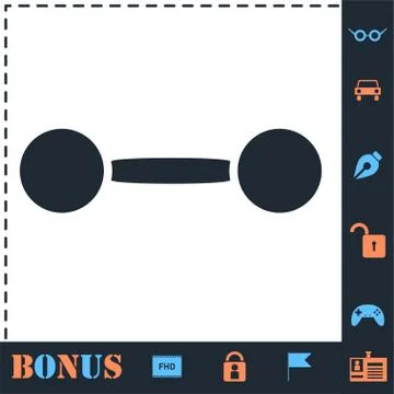 Barbell icon flat Stock Illustration