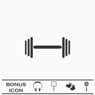 Barbell icon flat. Stock Illustration