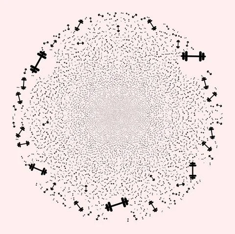 Barbell Icon Mosaic Exploding Spheric Globula Illustrazione stock