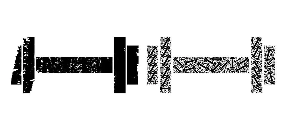 Barbell Icon Recursion Collage and Grunge Textured Icon Stock Illustration