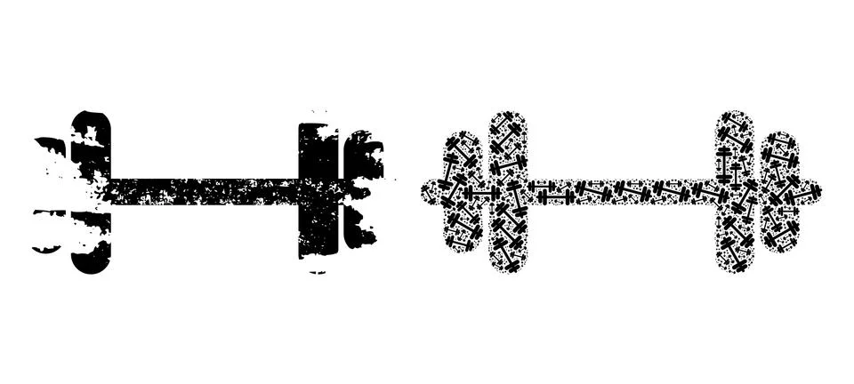 Barbell Icon Recursion Collage and Grunge Textured Icon Illustrazione stock