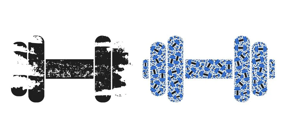 Barbell Icon Recursive Composition and Grunge Textured Icon Illustrazione stock