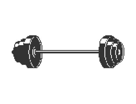 Barbell Pixel art. 8 bit sport object isolated Ilustração Stock