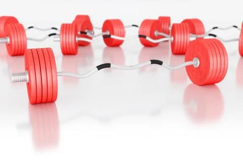 Barbell with red weights closeup Stock Illustration