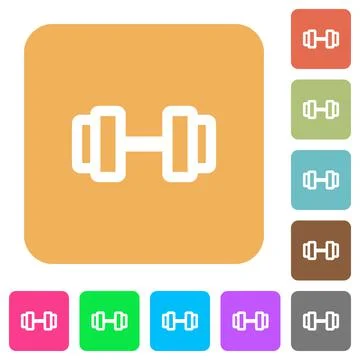 Barbell rounded square flat icons Illustrazione stock