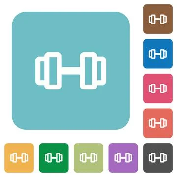Barbell rounded square flat icons Stock Illustration