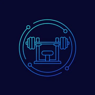 Barbell on the stand icon, linear design Stock Illustration