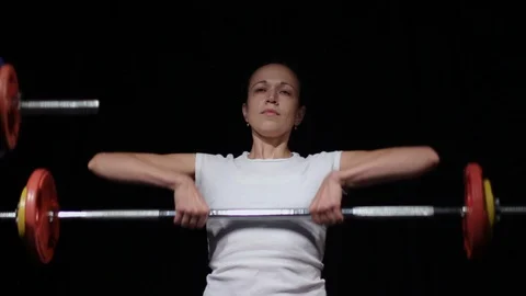 Barbell upright rowing. Stock Footage 129357288
