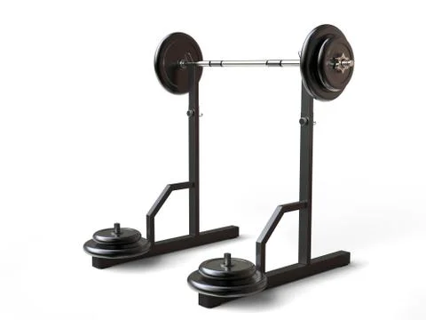 Barbell weight on a stand with additional weight plates Stock Illustration