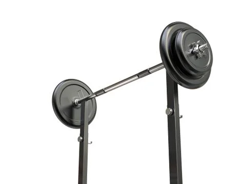 Barbell weight on a stand - lower view shot Stock Illustration