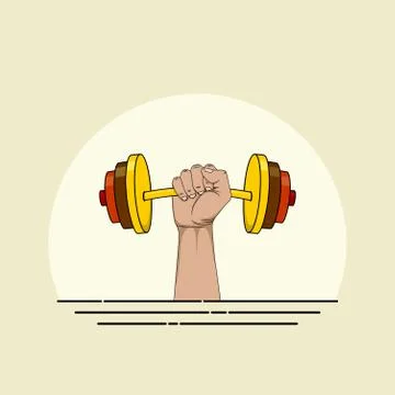 Barbell weightlifting with hand Stock Illustration