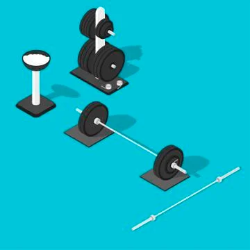 Barbell, weights stand and bar. Illustrazione stock