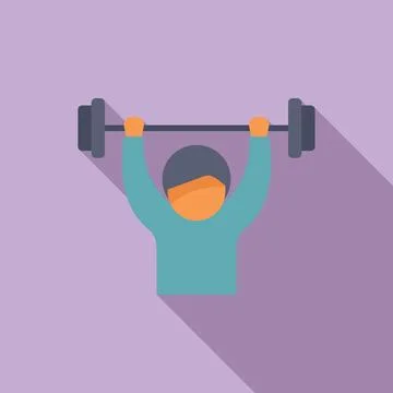 Barbell up worker icon flat vector. Stress skills therapy Illustrazione stock