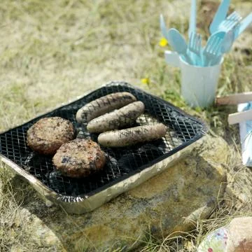 Barbeque by the beach side Stock Photos