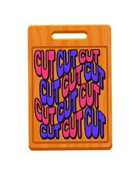 Barbeque cutting board, BBQ Y2K retro sticker Stock Illustration