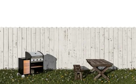 Barbeque in the garden Stock Illustration