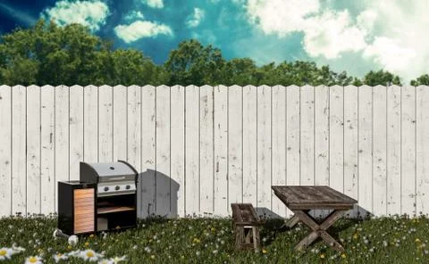 Barbeque in the garden Stock Illustration