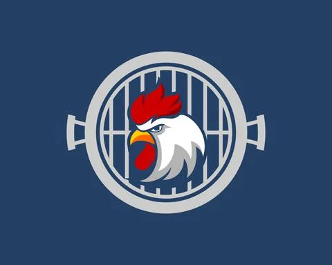 Barbeque grill with baked rooster inside Stock-Illustration