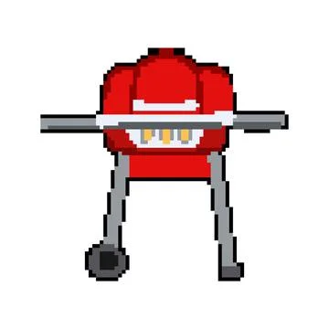 Barbeque grill bbq pixel art vector illustration Stock Illustration