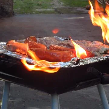 Barbeque Grill Blazing Foto stock
