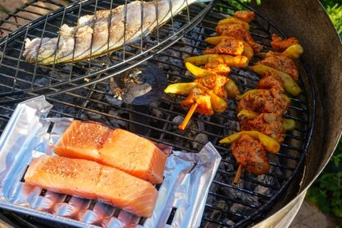 Barbeque Grill Evening Stock Photos