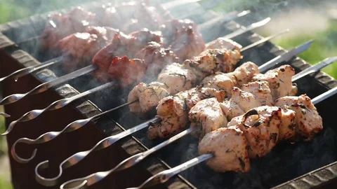 Barbeque on the grill Video stock 77534514