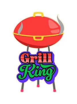 Barbeque grill king, BBQ cooking retro Y2K sticker Stock Illustration