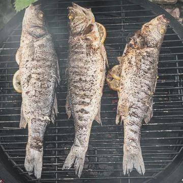 Barbeque grilled fish. 스톡 사진