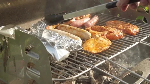 Barbeque grilling on Balcony 1 Stock Footage 202338447