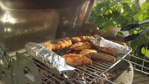 Barbeque grilling on Balcony 10 Stock Footage 202337142