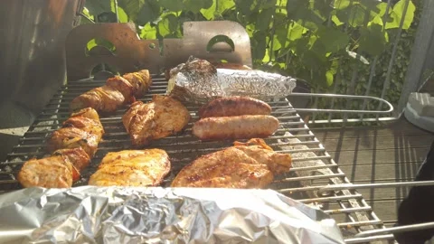 Barbeque grilling on Balcony 11 Stock Footage 202337034