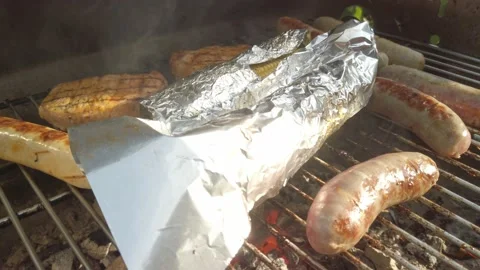 Barbeque grilling on Balcony 14 Stock Footage 202335607