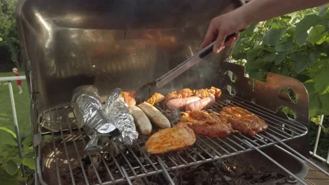 Barbeque grilling on Balcony 3 Stock Footage 202338315