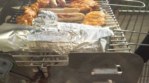 Barbeque grilling on Balcony 5 Stock Footage 202337976