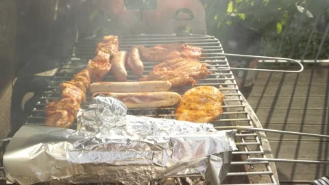 Barbeque grilling on Balcony 6 Stock Footage 202337858