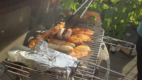 Barbeque grilling on Balcony 8 Stock Footage 202337570