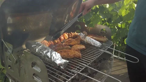 Barbeque grilling on Balcony 9 Stock Footage 202337197