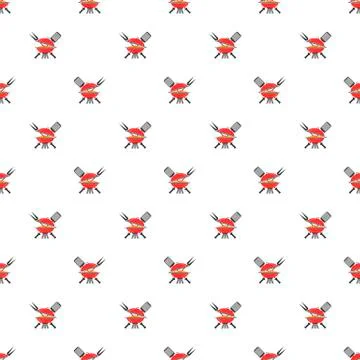 Barbeque Icon Seamless Pattern. Grill Background. Stock Illustration