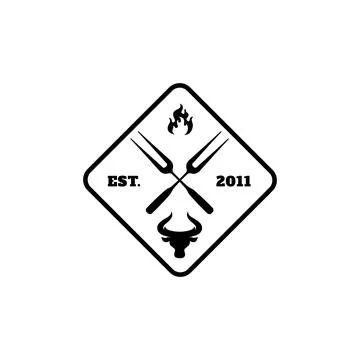Barbeque logo. Fork and fire logo Illustrazione stock