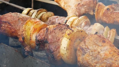 Barbeque meat cooking 4k Stock-Footage 106890547