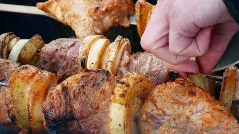 Barbeque meat cooking 4k Stock-Footage 106890631