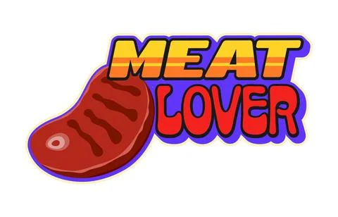 Barbeque meat lover, BBQ grill Y2K retro sticker Stock Illustration