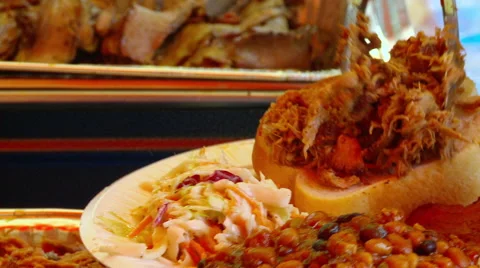 Barbeque meat serving Stock Footage 40330361
