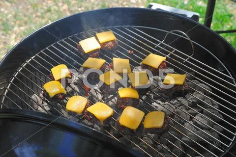 Barbeque mini cheese burgers Stock Photos