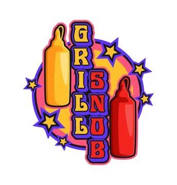 Barbeque restaurant, grill menu Y2K retro sticker Stockillustratie