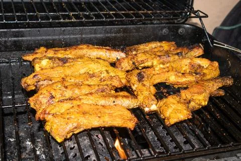 Barbeque Ribs on the Grill Stock Photos