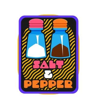 Barbeque salt and pepper Y2K retro sticker Stock Illustration