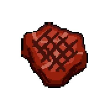 Barbeque steak grill pixel art vector illustration Stock Illustration