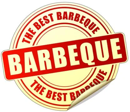 Barbeque sticker on white background Stock Illustration