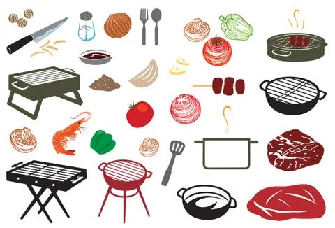 Barbeque Stuff Icon and Illustration Stock Illustration
